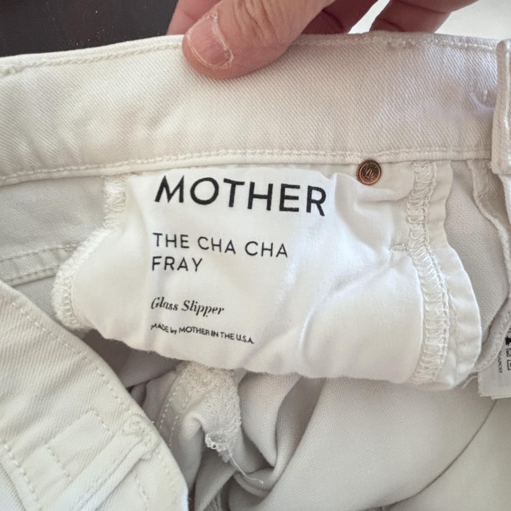 Mother The Cha Cha Fray Jeans Womens Size 25 White Glass Slipper Ruffle Hem - Picture 13 of 16